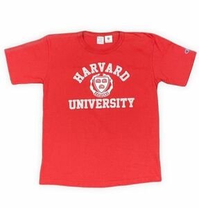 米国製 MADE IN USA チャンピオン Tシャツ T1011 ハーバード HARVARD カレッジプリント 3段 レッド 赤 L [b5-0035]