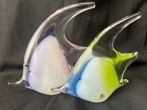 マルティグラス　Multi Glass　エンゼルフィッシュ　ペア　インテリア　ガラスアート　工芸品 クリスタルガラス　魚