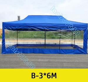 鋼フレーム 4面透明布 テント 屋外 折りたたみ 日よけ キャノピー 四隅 祭り イベント傘 タープテント B-3*6M