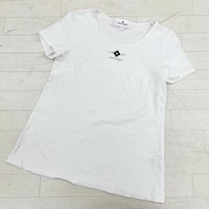 1438◎ courreges クレージュ トップス カットソー tシャツ 半袖 ワンポイント ロゴ 刺繍 カジュアル ホワイト レディース38