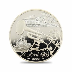 【★１円スタート】フランス 2003 ルイジアナ買収 200周年記念 1.5ユーロプルーフ銀貨 未鑑定 箱付き