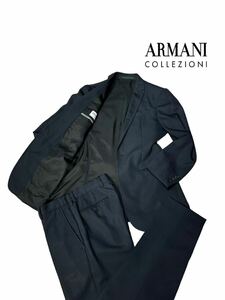 【最高峰の逸品】新品同様◆ ARMANI COLLEZIONIアルマーニ コレツィオーニ ◆セットアップ スーツ ストライプ ネイビー サイズ 44 S相当