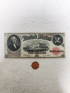 ★希少★　アメリカ　大型紙幣　１９１７年　２ドル　旧紙幣　外国紙幣　world　paper　money