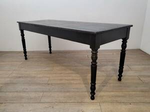 フランス アンティーク 木製のブラッスリーテーブル 黒いテーブル