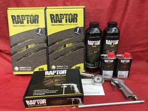 正規輸入品 U-POL製のRAPTOR LINER 2L 塗装ガンセットラプターライナー ティンタブル ベッドライナー ザラザラ塗装 テクスチャー塗装