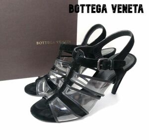 良品 BOTTEGA VENETA ボッテガヴェネタ サイズ38.5 約25～25.5㎝ 黒 ブラック ハイヒール サンダル スエード アンクルストラップ