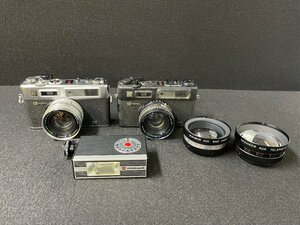 SN0604-56I　ゆうパック着払い　YASHICA　ELECTRO 35　レンズ2本＆ストロボ付き　フィルムカメラ　2台まとめて　ヤシカ　ジャンク