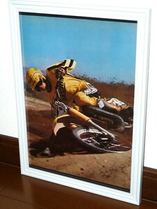 1978年 USA 70s 洋書雑誌記事 額装品 Yamaha YZ250F ヤマハ (A4size) / 検索用 店舗 ガレージ 看板 ディスプレイ 装飾 サイン