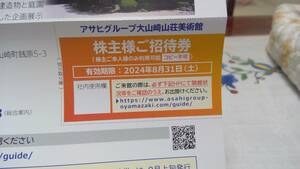 アサヒビール 株主優待 大山崎山荘美術館 招待券　２４．８