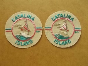 【2枚セット】80sサンタカタリナ島カリフォルニアCATALINA ISLANDアメリカ刺繍ワッペン/カモメ アップリケ旅行ヨット海サンペドロ海峡 447