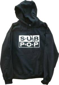 【新品】Sub Pop パーカー Lサイズ Nirvana Sonic Youth 90s サブポップ オルタナ グランジ ギターポップ Bk シルクスクリーンプリント