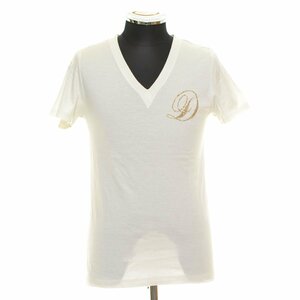 ◆407716 DRESS CAMP ドレスキャンプ Tシャツ 半袖 Vネック サイズ46 綿100% メンズ 白 ホワイト ラメ