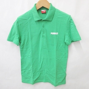 プーマ PUMA ゴルフ ポロシャツ 半袖 ロゴ 綿 緑 グリーン S メンズ