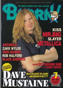 ☆即決 BURRN 1996年7月号 MD.45 Dave Mustaine ポスター:OZZY OSBOURNE RANDY RHOADS Megadeth メガデス BLACK SABBATH SLAYER METALLICA