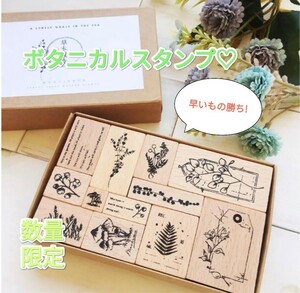 即決【C】ボタニカルプラント ヴィンテージスタンプ 12個入り ハンドメイド 植物　送料無料　スタンプセット スタンプ ヴィンテージ