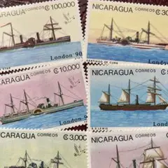 52526セール現品限り　外国切手未使用　ニカラグア発行切手展7種揃帆船船舶