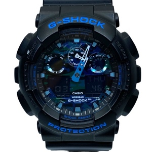 【稼働品】 CASIO カシオ G-SHOCK GA-100CB 時計 腕時計 アクセサリー 小物 クォーツ デジアナ ラバー ブラック ブルー