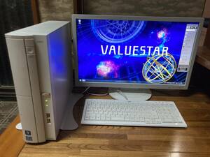 【1円~スタート】NEC PC-GV286VZDU Core i5-3450S 2.8GHz 8GB ＋ カラー液晶ディスプレイ F23W1A (W) ＋ キーボード set! 動作OK【現状品】