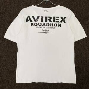 AVIREX(アヴィレックス)半袖Tシャツ Vネック バックプリント ワッフル生地 メンズL ホワイト