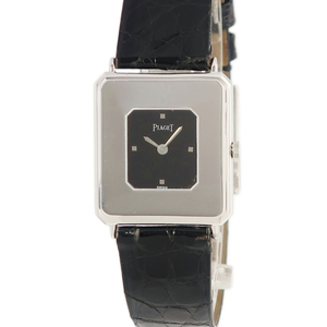 【3年保証】 ピアジェ スクエア ドレスウォッチ 99141 K18WG無垢 黒 角型 手巻き レディース 腕時計