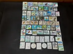 使用済切手Tー1 鳥が描かれた切手70種(枚)