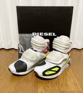 未使用☆[Diesel×alpinestars] 19AW ASTARS-SKBOOT 汚し加工 バイカーブーツ スニーカー 26.5 EUR41 US8.5 ホワイト アルパインスターズ