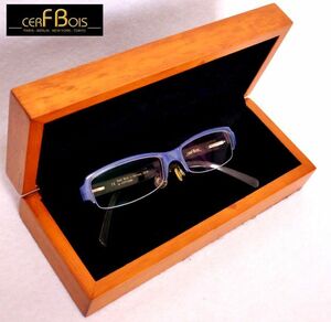 CERF BOIS セルボア　メガネフレーム　CB199ブルー・ハーフリム　新品未使用　木箱ケース　本革ソフトケース、証明書等付属　