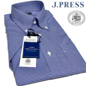 JP419M 新品 定番 J.PRESS ORIGINALS Jプレス PREMIUM PLEATS / 形態安定　ギンガムチェック 半袖シャツ ボタンダウンシャツ クールビズ