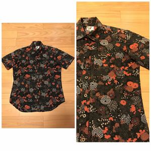 良品☆TK／タケオキクチ サイズ2 和柄・半袖シャツ 国花.菊&他総柄 黒色.ブラック Japanese pattern Shirt //スカジャン,アロハ,KIMONO