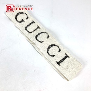 GUCCI グッチ ロゴ ヘッドバンド アクセサリー ヘアバンド ホワイト メンズ【中古】