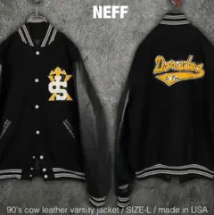 USA製 NEFF 90s ビンテージ牛革 レザー スタジャン ジャケット ネフ