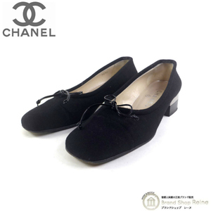 シャネル （CHANEL） クラシック パンプス リボン ウール ローヒール 靴 99A ヴィンテージ A12807 シューズ #36.5 C ブラック（中古）