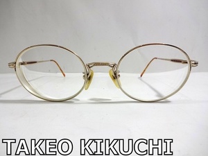 X4A025■本物■ タケオキクチ TAKEOKIKUCHI ラウンド ゴールド色デザイン ブルーライトカットレンズ PC メガネ 眼鏡 メガネフレーム