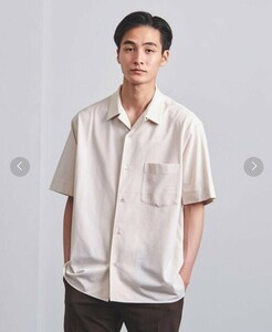 ●○UNITED ARROWS ニット サッカー オープンカラー シャツ 半袖シャツ ライトベージュ M ユナイテッド・アローズ 春夏を快適に○●