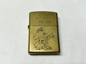 Zippo ジッポー オイルライター VIETNAM ベトナム 68-69 ミッキー ゴールドカラー 喫煙具 喫煙グッズ ヴィンテージ ジャンク 着火未確認