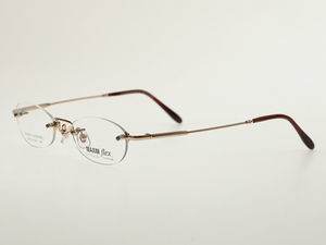 MAXIM flex 形状記憶合金 ゴールド オーバル フチなし 小さいサイズのメガネ 393
