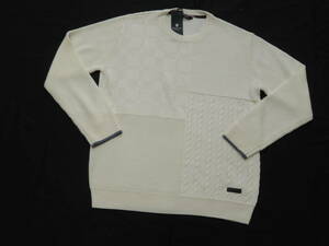 ブラックレーベル クレストブリッジ　高級羊毛入りデザインニットセーター3L 白　22,000円