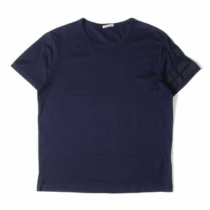 MONCLER モンクレール Tシャツ サイズ:L アームライン ロゴワッペン クルーネック 半袖 Tシャツ ネイビー カットソー トップス ブランド
