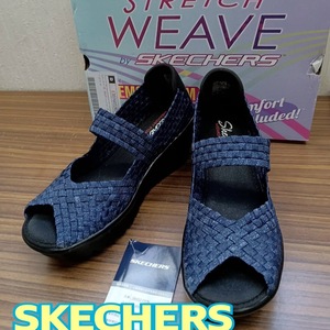未使用 靴 ◆ SKECHERS ◆ ストレッチ ウエイブ シューズ ２３cm ネイビー ◆ スケッチャーズ ◆ レディース 箱入り