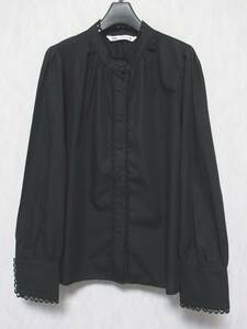 ZARA ザラ スタンドカラー シャツ 長袖 レディース L 黒　irmri yg1898