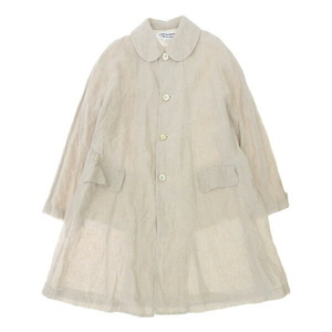 ◆美品◆ コムデギャルソン COMME des GARCONS リネン100% 丸襟 ステンカラー コート レディース ベージュ sizeS RK-C001 AD2012 [Y02432]