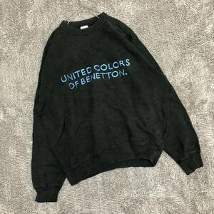 UNITED COLORS OF BENETTON ベネトン スウェットトレーナー 長袖 サイズS 刺繍ロゴ ブラック 黒 レディース トップス 最落なし （J17）