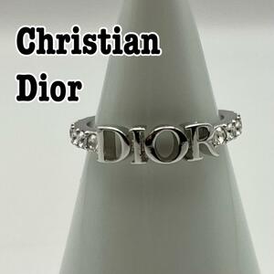 Christian Dior クリスチャンディオール メタルロゴ ラインストーンリング 指輪 12号