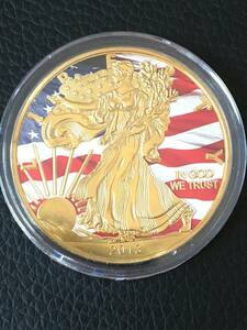 Z46-21)海外丸形記念金貨、カラーコイン、メダル*2013年アメリカ女神*参考品1枚　ゴールド