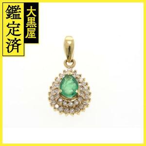 JEWELRY ノンブランド ペンダント トップ K18 イエローゴールド エメラルド ダイヤモンド 0.21カラット 1.5g【473】