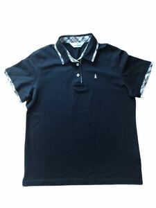 C 美品 Munsingwear マンシングウェア ポロシャツ ゴルフウェア サイズLL 黒 ブラック バイアスチェック スポーツ