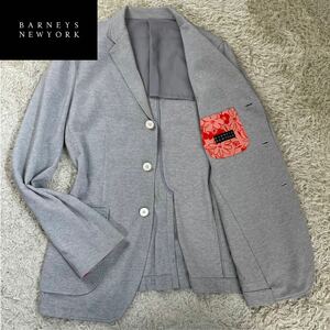 極美品/希少XL◎バーニーズニューヨーク サマージャケット アンコン テーラード ボタニカル 花柄 春夏 BARNEYS NEWYORK メンズ LL グレー