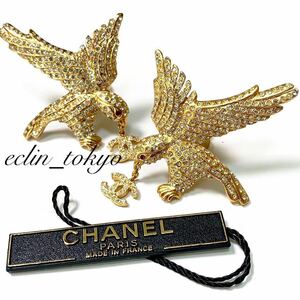 【E1983】超美品！vintage CHANEL シャネル ヴィンテージ《超稀少!!》01P イーグル 鳥 ココマーク イヤリング BIRD EARRING RARE COCO レア