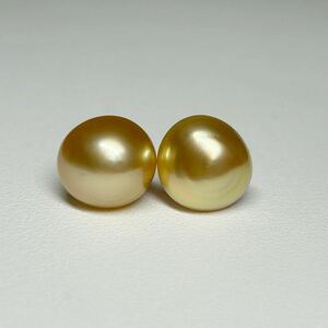 【光沢抜群！10.8mm 】K18 天然 ゴールドパール 照り艶抜群 直結ピアス 南洋白蝶真珠 3.2グラム pearl jewelry ジュエリー