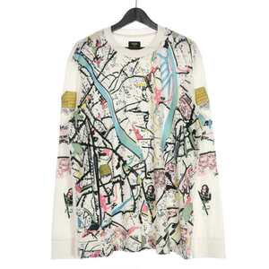 フェンディ FENDI 22SS Map Print ロングスリーブTシャツ カットソー 長袖 M 白 ホワイト 12CPF-21-3390 国内正規 メンズ